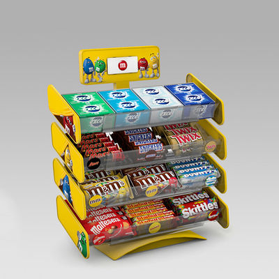 Candy Point of Sales, Çıkarılabilir Metal Tepsiler ile Mağaza Snack Vitrinini Teşhir Eder